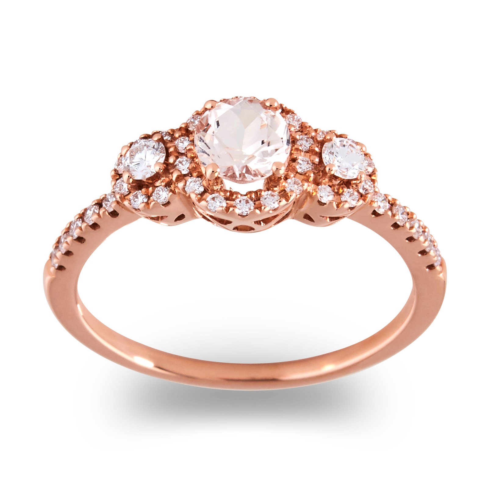 morganite trilogy ring