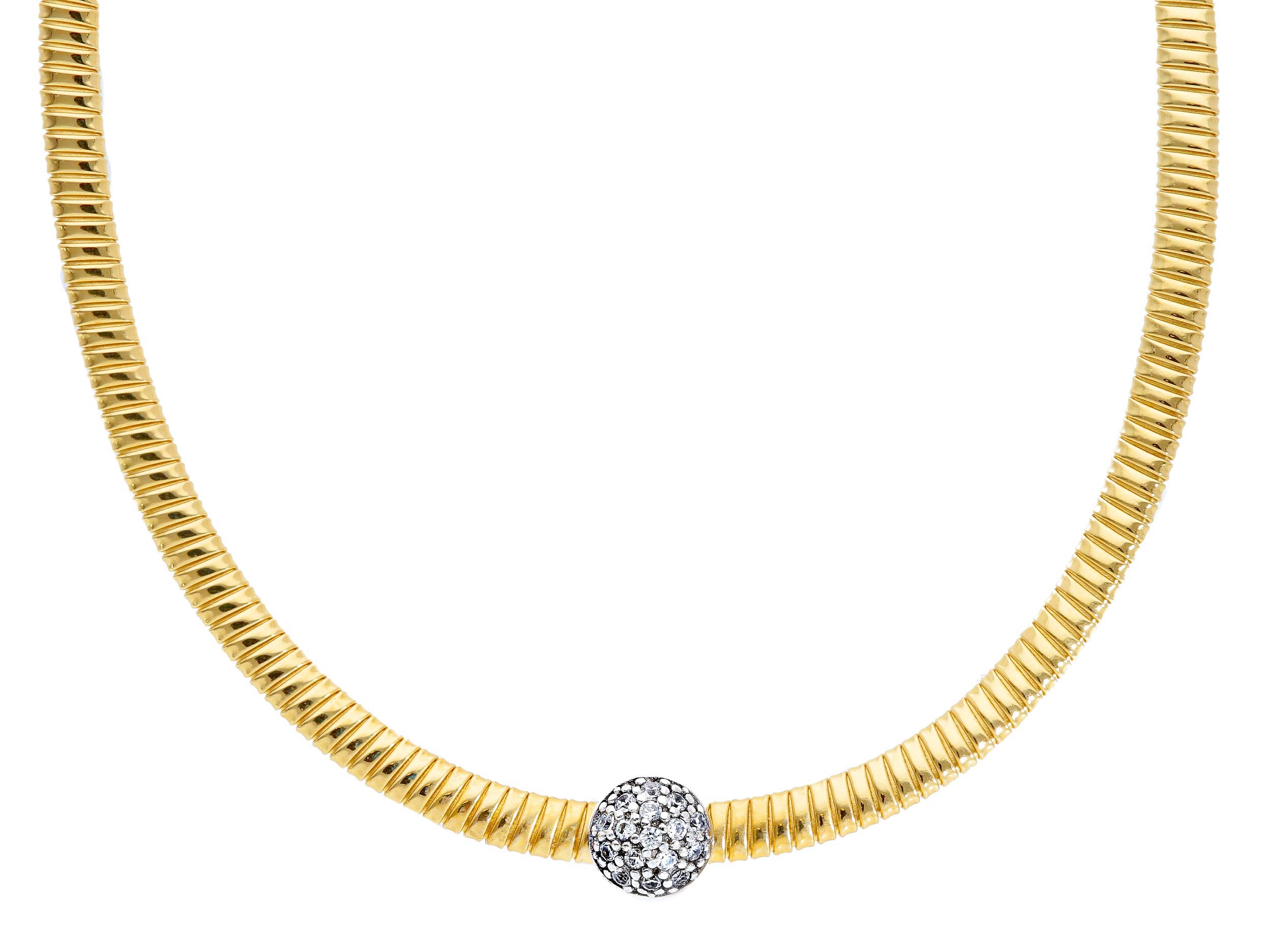 Beautiful 18ct Yellow And White Gold Necklace With Cubic Zirconia